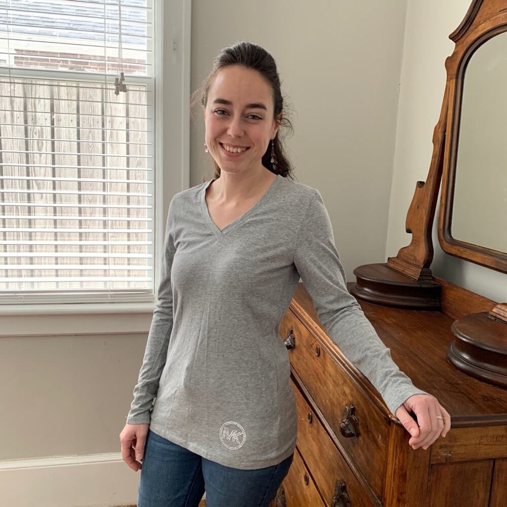 Michael Kors Long Sleeved Grey Tee, Size S